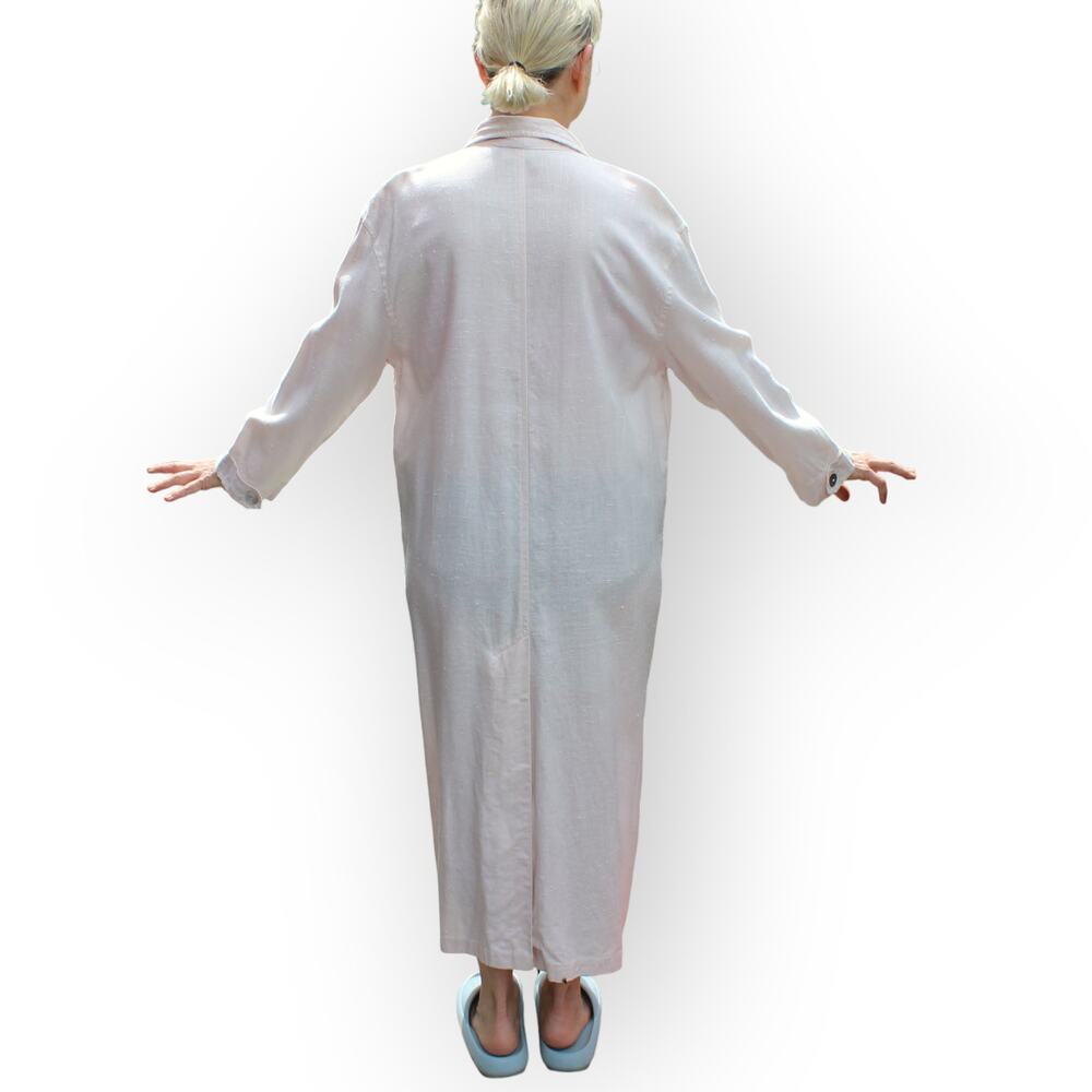 Medium Vintage Linen Duster PalePink 80s Oversize LizClaiborne Midi Jacket - Picture 7 of 16